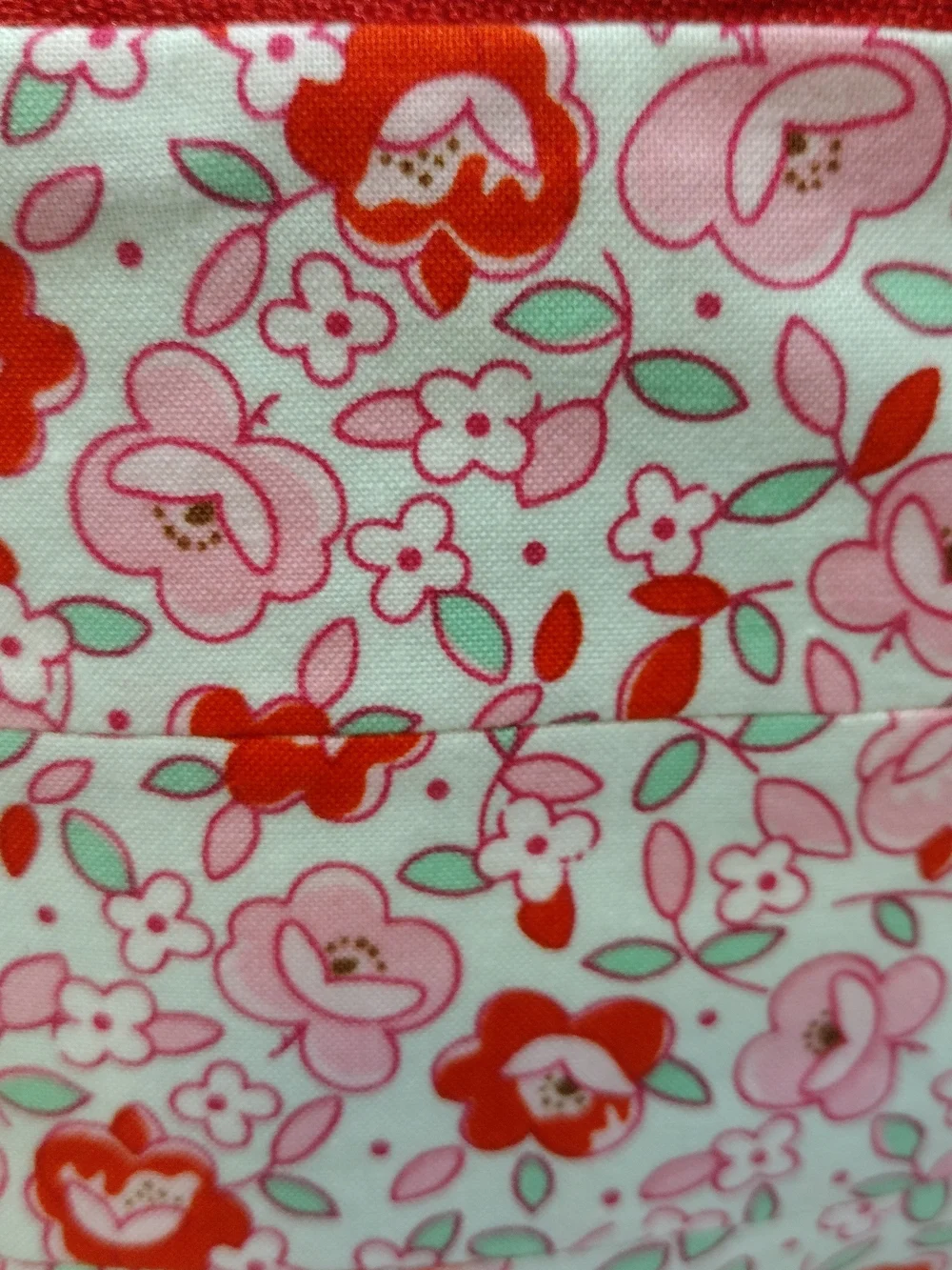 Handmade Floral Zipper Pouch Pink And Red